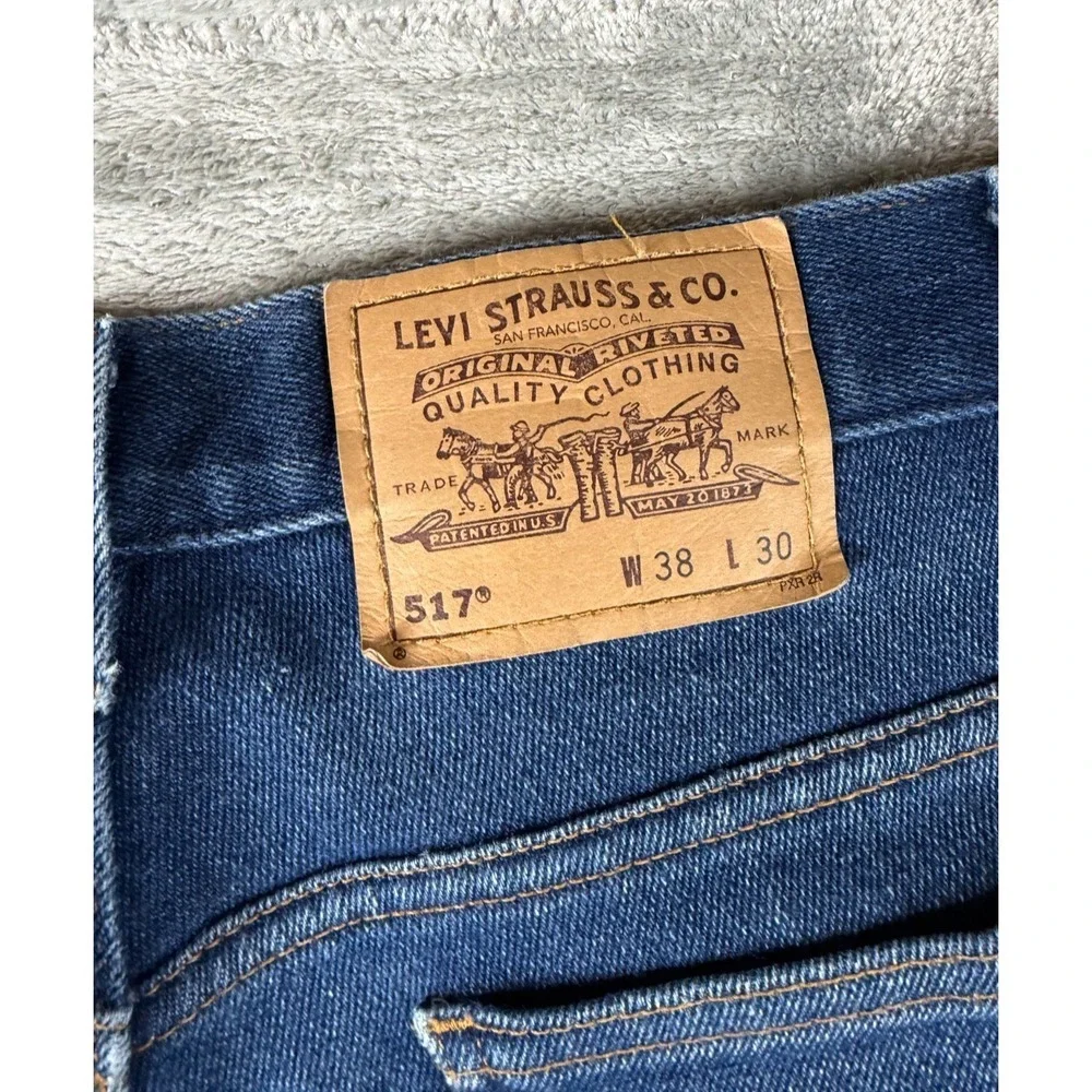 Vtg Levi's 517 Boot Cut Jeans 38x30 Dark‎ Wash Y2K Western Denim Mens